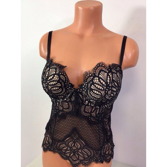 Victorias Secret Lace Corset Bustier Lingerie Black Sexy Womens 36D - Picture 2 of 8